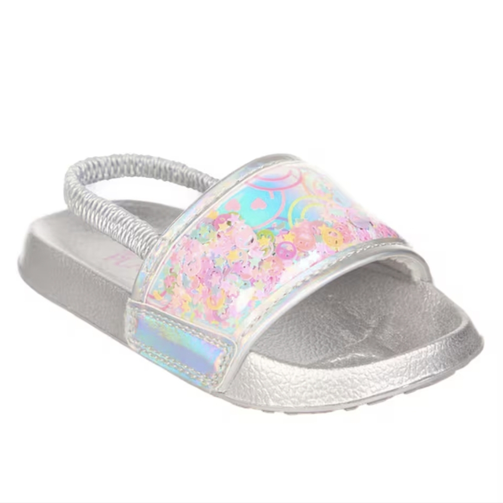 Kids Silver Slide Sandals
